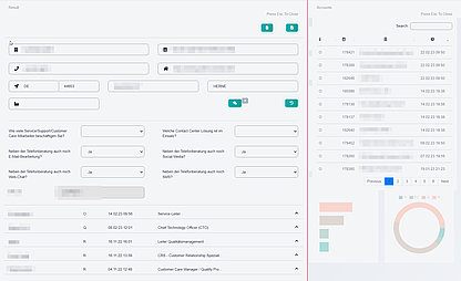 Detail-View_Drilldown: Detailansicht im Drilldown, Liste der Datensätze nach Kriterien und Detailansicht eines der Datensätze